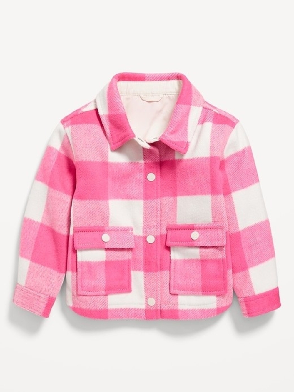 Old Navy Pink and White Plaid Kids Fleece Jacket